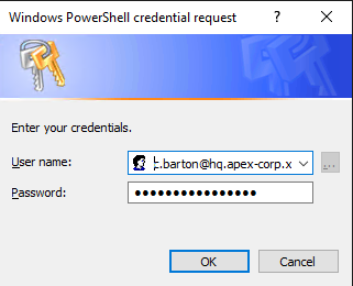 Windows credential prompt dialog for domain join with user credentials entered