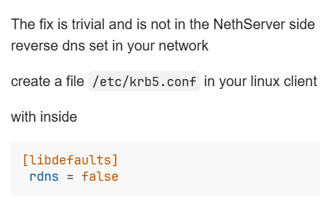 krb5.conf file open in nano editor showing rdns = false added under libdefaults section