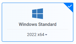 Vultr Server Type selection window with Windows Standard 2022 x64 selected